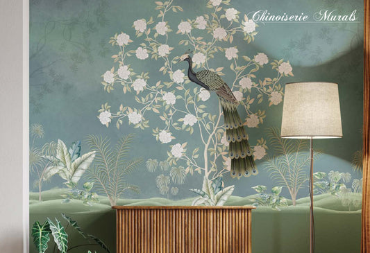 Green peacock theme wallpaper